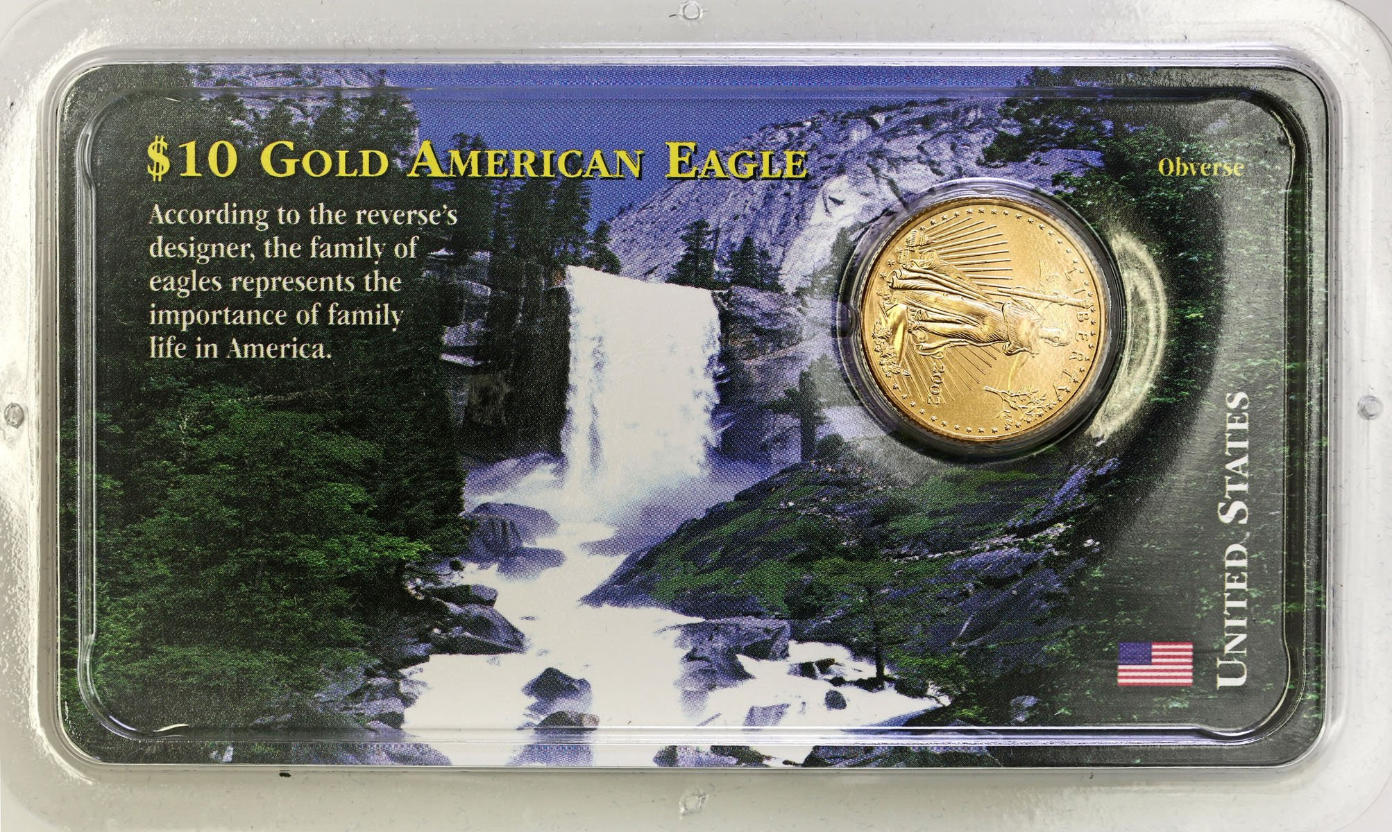 USA. 10 $ dolarów 2002 Orzeł Eagle (1/4 uncji złota) / oryginalny blister